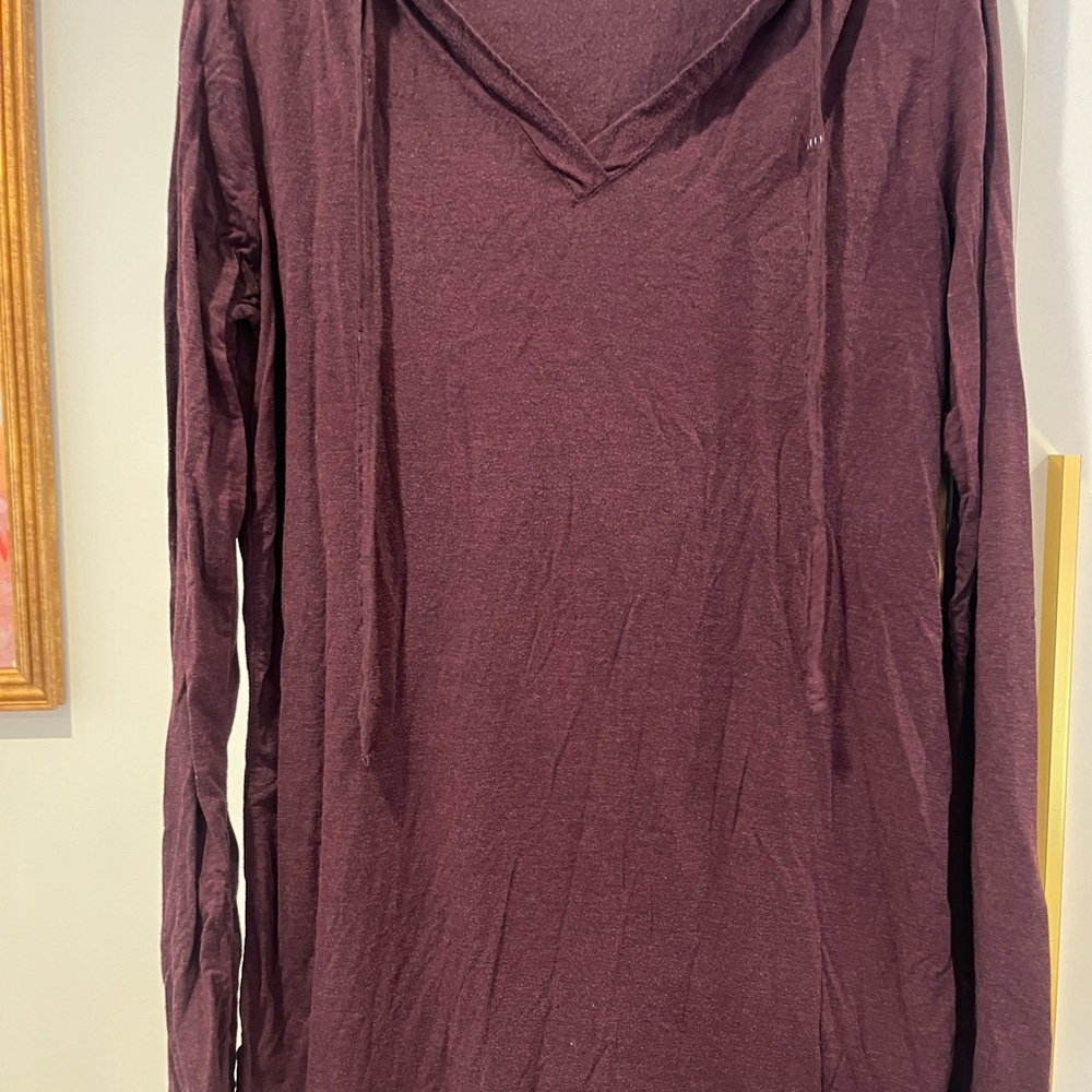 Burgundy Long Sleeve Hoodie Tunic